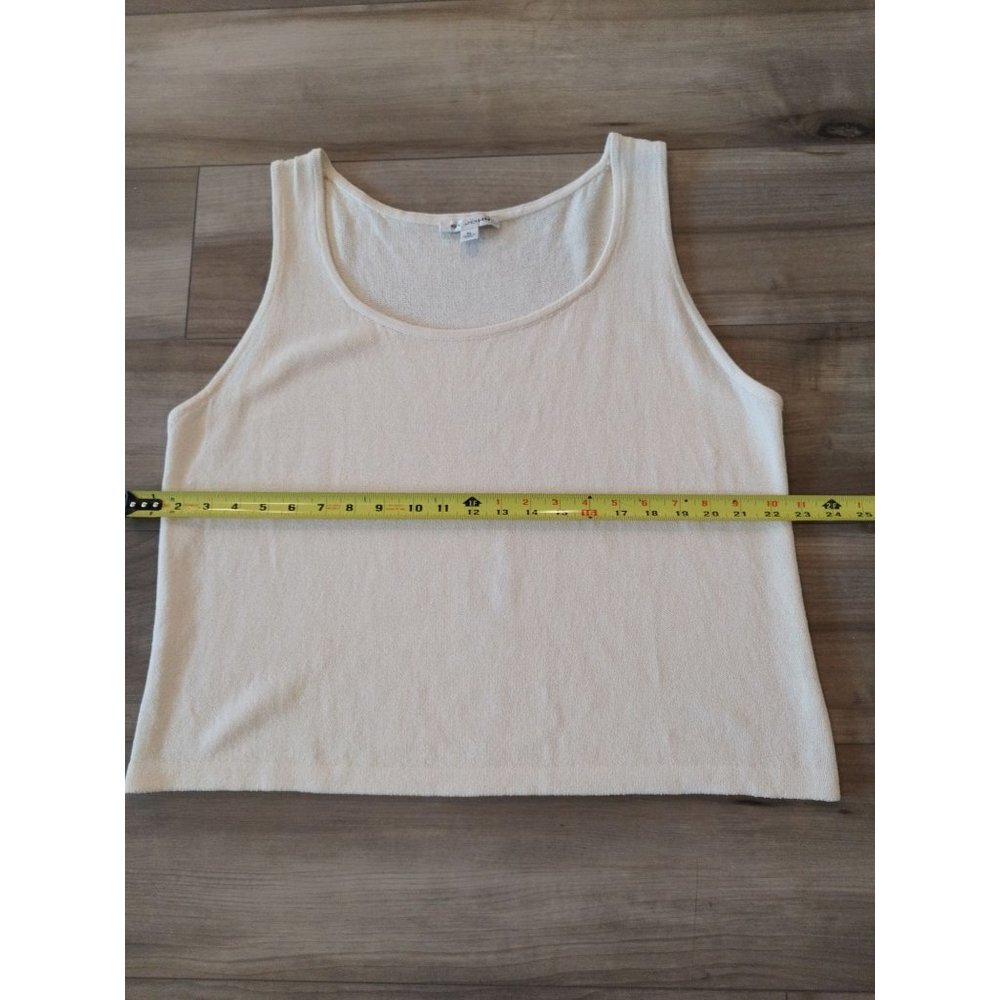 St. John Santana Knit Ivory Crop Length Tank Scoop Neck and Side Slit Top XL - Picture 10 of 12